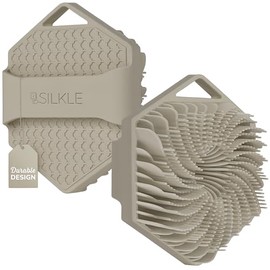 SILKLE Silicone Body Scrubber – Gentle Exfoliating Shower Scrubber for Body & Bath, Silicone Shower Brush & Loofah Alternative – Non-Slip Silicone Body Brush, Quick Dry, Hygienic - Clay