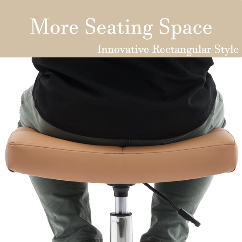 CoVibrant Wide Rolling Stool with Locking Wheels Footrest Adjustable Height