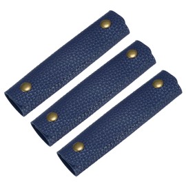 TIXIPEM Leather Handle Wrap [3PCS] - Handbag Handle Wrap Cover with 2 Metal Clasps Use for Suitcases & Bags & Shopping Totes & Wallets - [Navy Blue-5IN/12CM] Soft Purse Strap Pad
