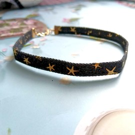 Star Velvet Choker Necklace Vintage Denim Collar Necklace Chain Jewelry for Women(Black)