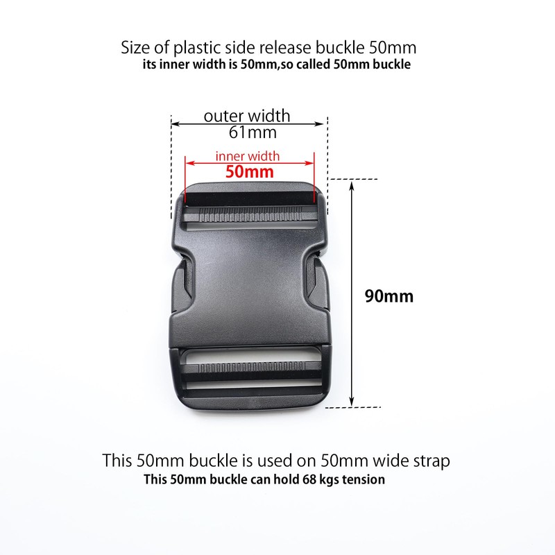 Ahijklmn Plastic Side Release Buckle Clips 50mm Heavy Duty Plastic