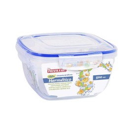 PRIVILEGE 63485 Square Glass Food Storage Container, Clear, One Size