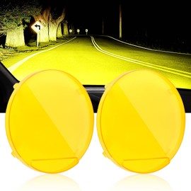 Auxbeam Round Offroad Light Covers 9 Inch 2PCS, Amber Spot Beam Round Yellow Protective Light Lens for Off Road Cube Driving Fog Pod Lights Bumper Roof Lights