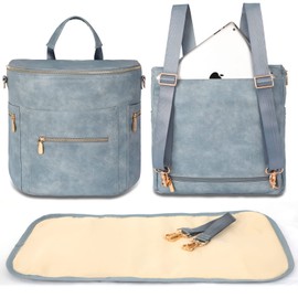 miss fong Diaper Bag Backpack Baby Diaper Bag, Large Leather Diaper Bag Backpack with Changing Pad, Stroller Straps, and 2 Insulated Pockets