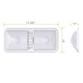 Leisure LED 2 Pack RV LED Ceiling Double Dome Light Fixture with ON/Off Switch Interior Lighting for Car/RV/Trailer/Camper/Boat DC 12V 48X2835SMD (Frosted Lens Natural White 4000-4500K, 2-Pack)