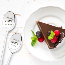 Christmas Gifts for Parents, Pack of 2 Coffee Spoons with Engraving, Christmas Gifts for Mum, Christmas Gifts for Dad