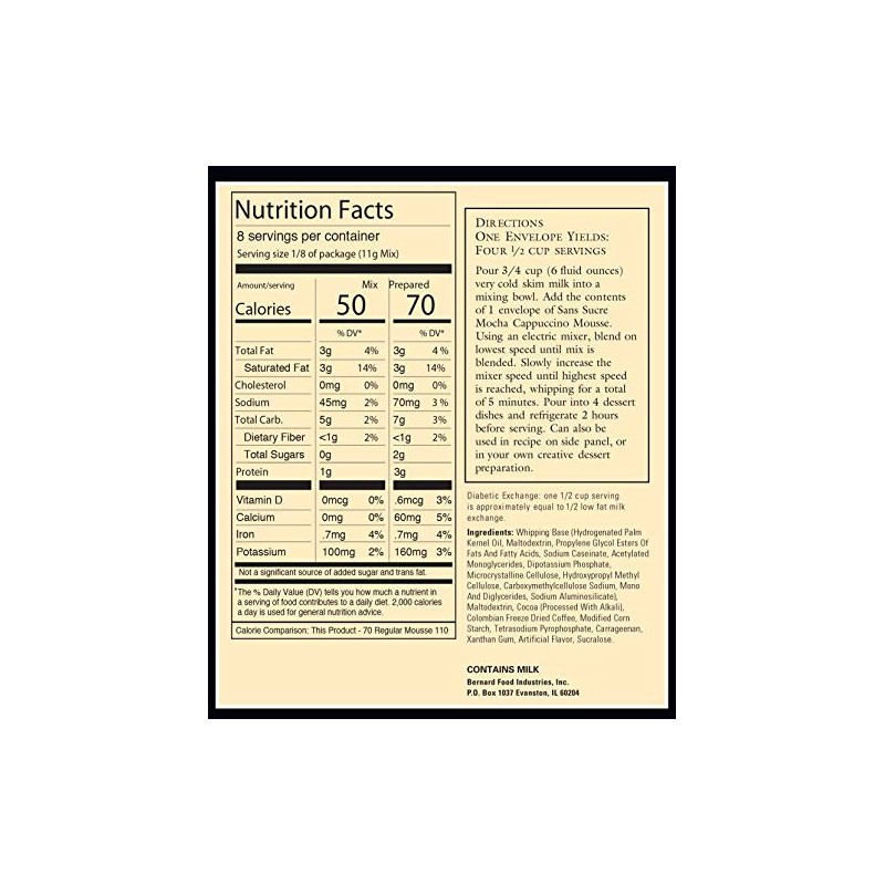 Sans Sucre Mousse Mix Gluten Free, Mocha Cappuccino