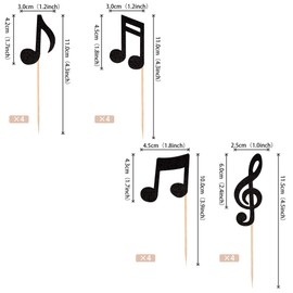 ZHUOWEISM 24 PCS Music Notes Cupcake Toppers Black Glitter Musical Symbol Cupcake Picks for Rock Music Concert Theme Baby Shower Wedding Birthday Party Cake Decorations Supplies