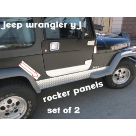 jocartsparts.com Fits JEEP Wrangler YJ Aluminum Diamond Plate Side ROCKER Panel Set 6'' WIDE