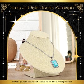 Flexzion Linen 3D Jewellery for Necklaces - 3-Dimensional Freestanding Pendant Chains Choker Locket Holder Storage Organiser Figure, 17.8 cm (Beige)