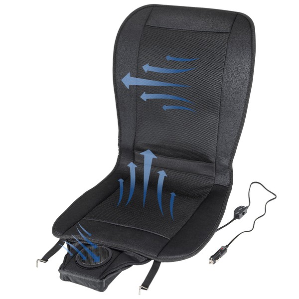 CARTMAN Adjustable 12V Black Automotive Cooling Car Seat Cushion -