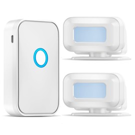 DAYTECH Motion Sensor Door Chime, Wireless Doorbell for Business Entry with 3 Working Modes Welcome Infrared Motion Sensor Detector Caregiver Reminder for Elderly, 1 Receiver 2 Detectors