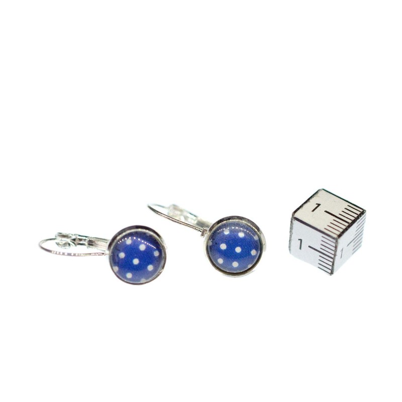 Miniblings Earrings Amber Cabochon Green Polka Dots Rockabilly Dot Points