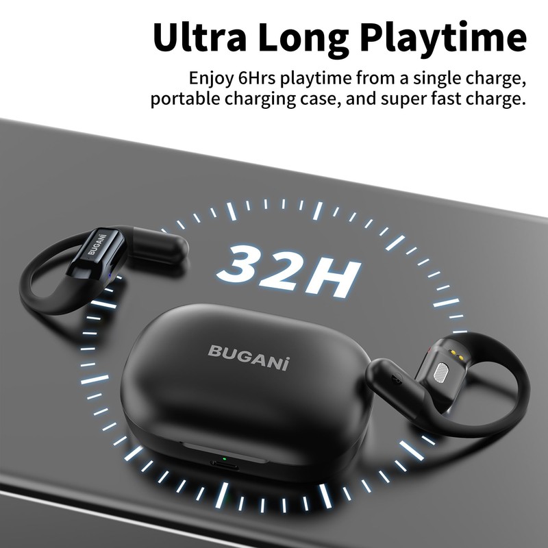 BUGANI Open Ear Bluetooth 5.2 Headphones, Wireless Sport Earbuds with