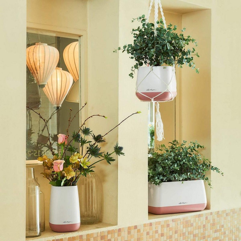 Lechuza Yula Flower, white/grey silk matt, high-quality plastic, suitable for