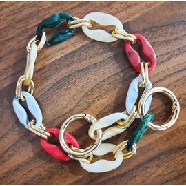 Tia Premium Purse Shoulder Bag Chain Strap Handle, Handbag Purse Chain Replacement, Purse, Clutch Making, Decoration & DIY (Acrylic Multi Colour Chain with Premium Spring Ring-25 Inch, 1 Pc)