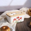 WAIT FLY Mushroom Ceramic Butter Dish with Bamboo Lid and