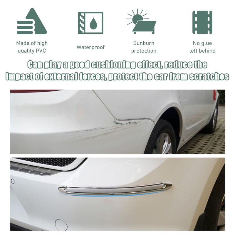 Suvnie 4 PCS Car Bumper Protector Strip, Anti-Scratch Front and