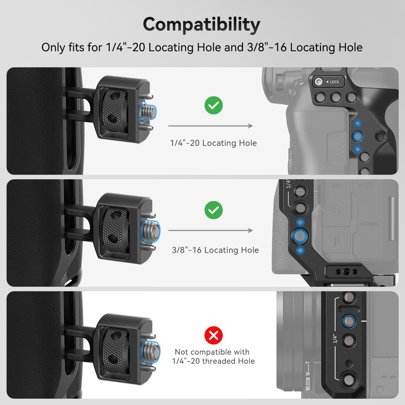 SMALLRIG Side Handle with (1/4" & 3/8") Two-in-One Fixing Screw,