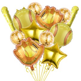 Softball Party Balloons,12pcs Softball Glove Foil Balloons, Balloons,Bat Balloons confetti balloons for Sports Theme Supplies Gender Reveal Baby Shower Decoration,Boys Girls Birthdays Party Supplies | HEPAPATE