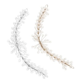 Ipetboom 2pcs Bridal Headband with Sparkling Crystals Lightweight Hair Accessories for Wedding Flexible Soft Chain Tiara for Brides and Women Gold and Silver Colors