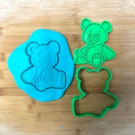 Adorable Teddy Bear Cookie Cutter & Stamp Set - 4" Tall (2 pieces set)