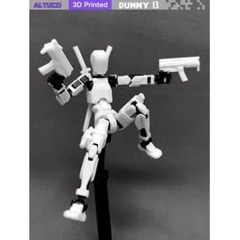 altuco T13 Action Figure with Lots of Accessories,3D Printed Multi-Jointed Titan13 Figure,White Dummy 13 Desktop Decorative Toy,(Assembly Completed)