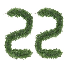 2Pcs 6 Ft Artificial Norfolk Pine Garlands,Realistic Pine Garland, Green Artificial Greenery Garland for Table,Fireplace,Mantle,Wall,Winter Christmas,Indoor&Outdoor Decor