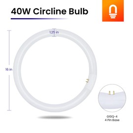 lumenivo FC16T9 40W Circline Fluorescent Bulb Replacement 16 Inches - T9 Bulb with 4-Pin Base (G10Q-4) – 6500K Daylight - 1 Pack