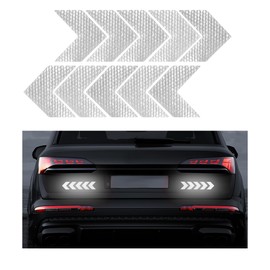 Gasedin 10 PCS Arrow Reflective Stickers, High Visibility Safety Warning Stripe Arrow Reflective Decal, Waterproof Caution Tape Arrow Sticker for Rear Bumper Fender (White)