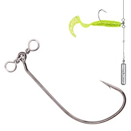 100Pcs Drop Shot Fishing Hooks with Drop Shot Rig and Swivel High Carbon Steel in-line Fishing Worm Hooks for Carp Bass Perch