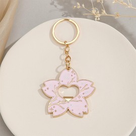 shilipu Flowers Keyrings Keychains For Women Girls Sakura Floral keychain Heart Love Keyring Car Key Purse Backpack Bag Accessories Gifts for Friends Women Gold Tone