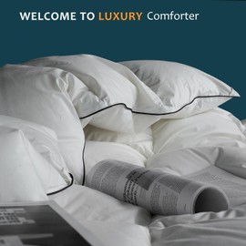 HYVIF Luxury Down Fiber Comforter Twin Size - All Season Duvet Insert with High Fill-Power - Weighted & Fluffy, Medium Warmth - White (68x90)