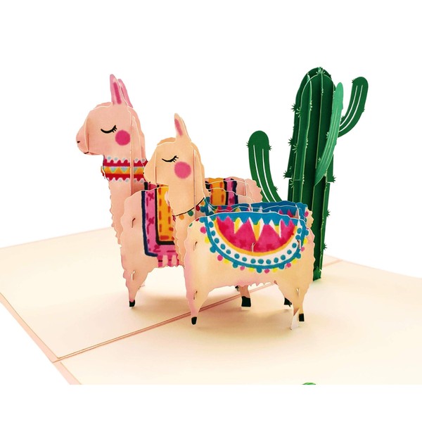 iGifts And Cards Cute Llamas Family 3D Pop Up Greeting