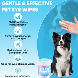Hengu Hengu Dog Eye Wipes, Pet Eye Wipes for Dogs & Cats Tear Stain Remover Wipes, Hypoallergenic Soothing Cleansing Pet Wipes (200pcs x2)