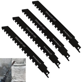 Pack of 4 Jigsaw Blades, Carbide Reciprocating Saw Blade, Wood Stone Saw Blade for Brick, Concrete, Cement Board, Einhell, Dewalt, Bosch etc. (240 mm x 4)