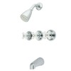 Tub & Shower Faucet with Procelain Cross Handle & 3