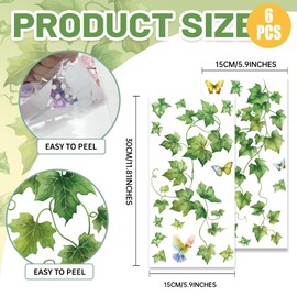 arricraft 6 Pcs Spring Vine Leaves Rub on Transfers for Crafts,6 Styles Leaves Butterflies Birds Decals PVC Stickers Rub on Decals for Home Window Furniture Wood DIY Craft