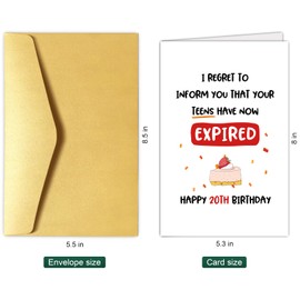 Chenive Funny 20th Birthday Card for Him Her, 20th Birthday Card for Son Daughter, 20 Years Old Card for Niece Nephew, Teens Have Expired Card
