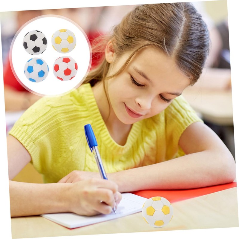 INOOMP 12 Pcs 3D Soccer Eraser Cute Design for School