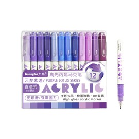 Acrylic Paint Markers, 12 Colors Highlighter Acrylic Pens with Bullet Tip,Strong Coverage, Large Ink Capacity, Multi-Purpose Paint Pens for Rock Painting, Crafts, DIY, Art Supplies