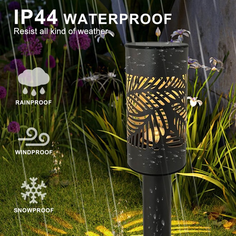 LAMTREE 6 Pack 8 Lumens Solar Pathway Lights, Metal Lamp