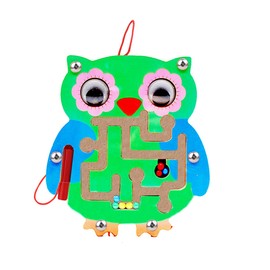 Wooden Maze Toys,1 Pack Maze Puzzle Game Montessori Labyrinth STEM Activity Puzzle Fine Motor Skill for 3 4 5 and 6 Year Old (Owl)