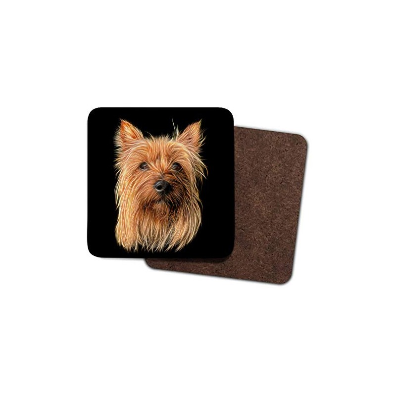 Fractal Artworks Silky Terrier Coaster with Fractal Art Design #1-1.