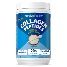 Purely Inspired Collagen Protein Powder, Grass Fed & Pasture Raised Collagen Peptides Supplement, Gluten Free, Dairy Free, Non GMO, Unflavored, 23 Servings (1lbs)