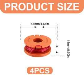 Pack of 4 Replacement Grass Trimmer Spool Works with Worx All Grass Trimmers with 20 V, Grass Trimmer Spool for Grass Trimmer Spool Model WA0010 WA0004 Diameter 1.65 mm, 3 m Length Grass Trimmer