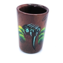 Kal Crafts - Wooden Tequila Shot Glass - Hand Painted with Costa Rican Rainforest Design - 1.5 oz fl or 45 mL (Iguana)