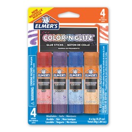 Elmer’s Color 'n Glitz Glue Sticks, Washable, Assorted Colors, 24 Count (6 Packs of 4)