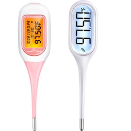 Easy@Home Basal Body Thermometer for Ovulation, 1/100th Degree High Precision, Accurate BBT Thermometer for Natural Ovulation Tracking by Premom APP, EBT-300 & EBT-013, Pink, Pink
