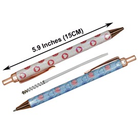 Maydahui Fashionable Color Heart Knock Type Ballpoint Pen, Oil-based, Set of 8, 0.04 inch (1.0 mm), Black Ink, Cute, Love, Wings, Ballpoint Pen, Stationery, Writing, Women, Children, Students,